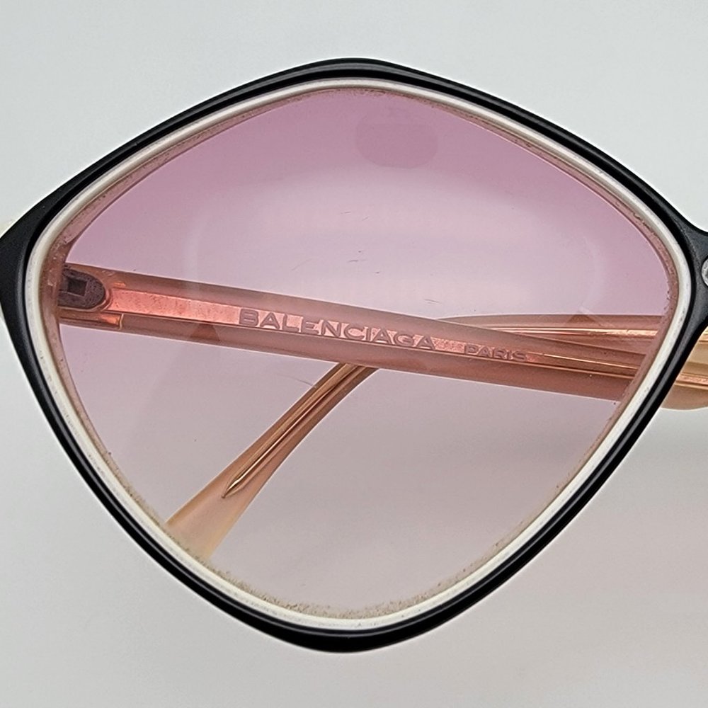 Balenciaga 2406 Black White Crystal Frame Pink Gradient Lens Sunglasses France - Picture 13 of 14
